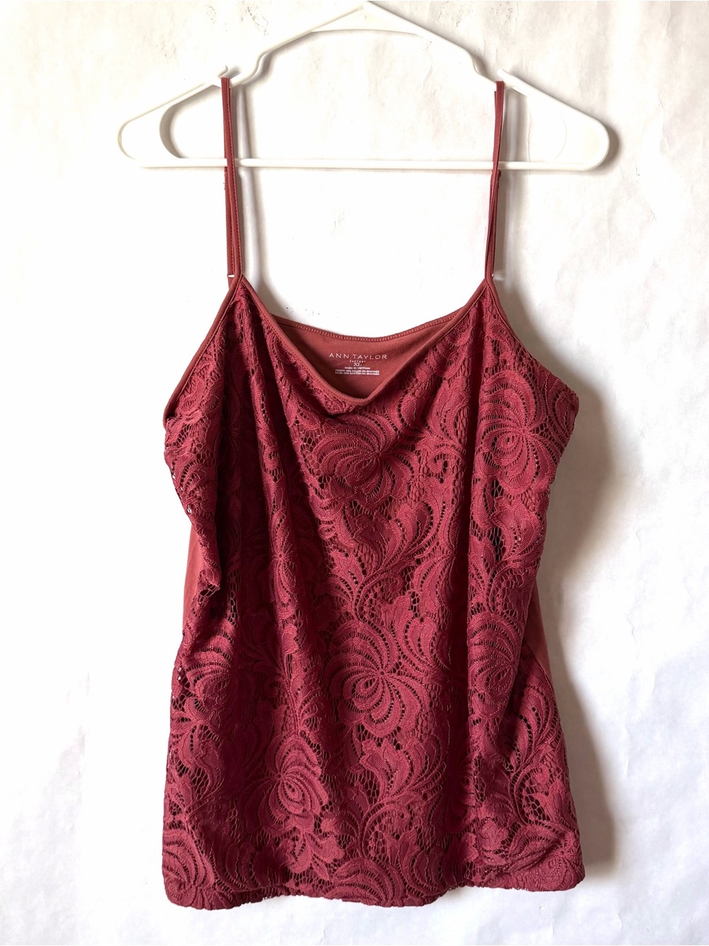 Ann Taylor Factory Women's Burnt Orange Lace Floral Camisole Tank Top XL Red